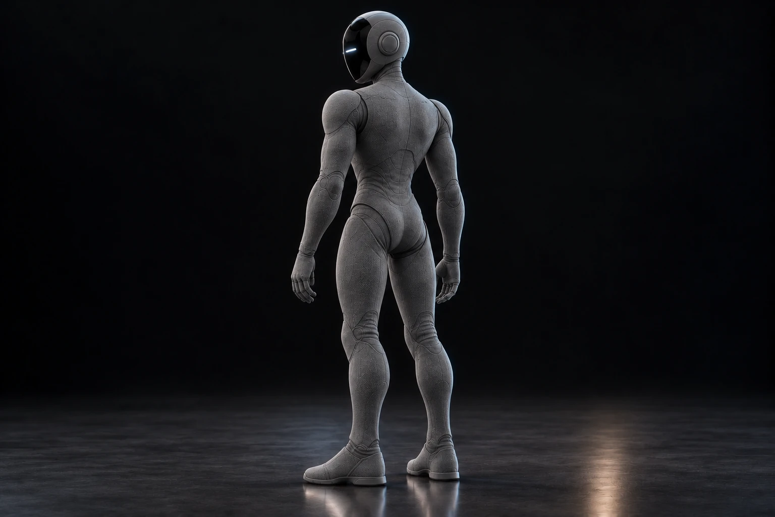 Skinned Max in graphite: Rear three-quarter